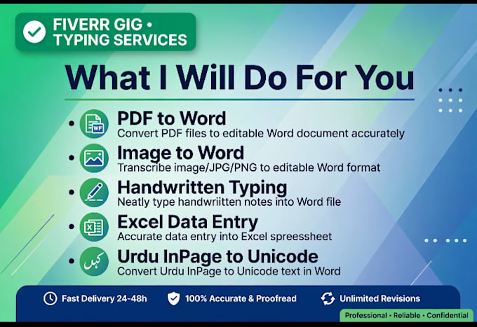 do english typing, urdu typing, assignment and data entry work