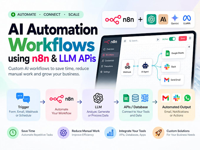 build n8n ai automation workflows with llm apis