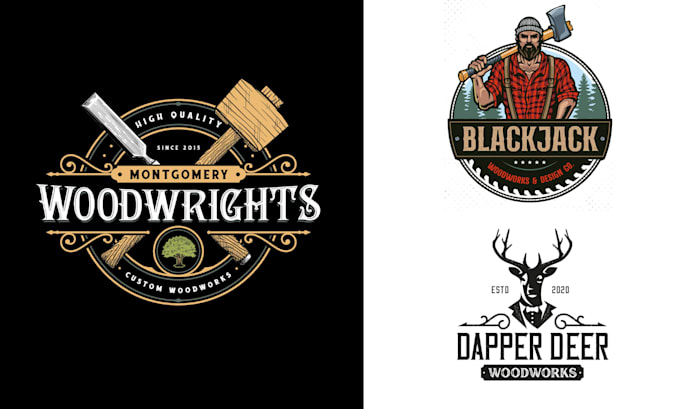 design outstanding wood, carpentry, and woodworking logo