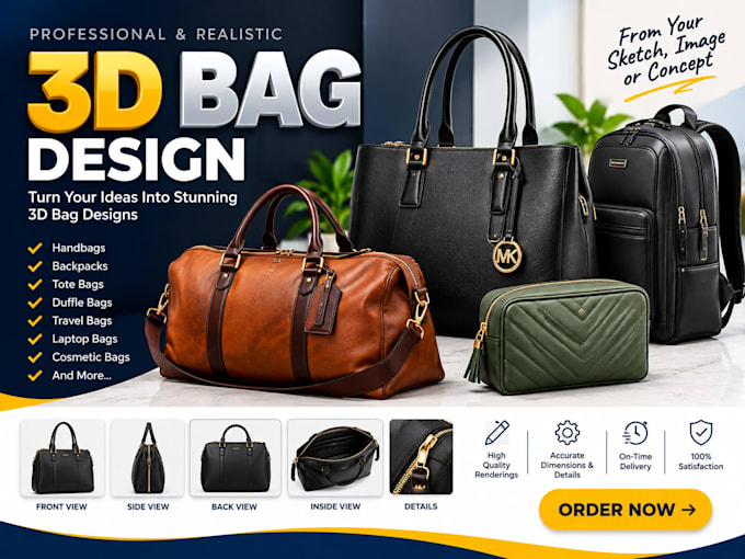 design a professional 3d bag mockup and packaging