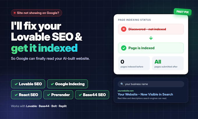 fix lovable seo and get your site indexed on google