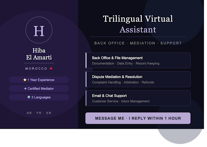 provide trilingual back office support and virtual assistant services