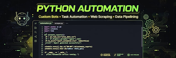 write python automation scripts and data processing tools