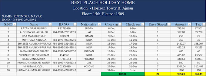 organize your data in excel