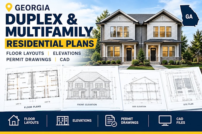 georgia duplex multifamily residential plans floor layouts elevations permit dra