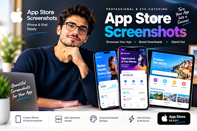design app store screenshots iphone ipad app screenshots aso graphics apple ios