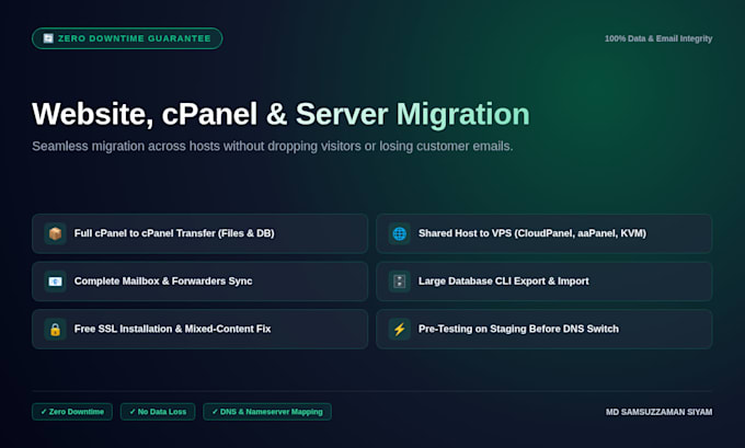 website, cpanel and server migration