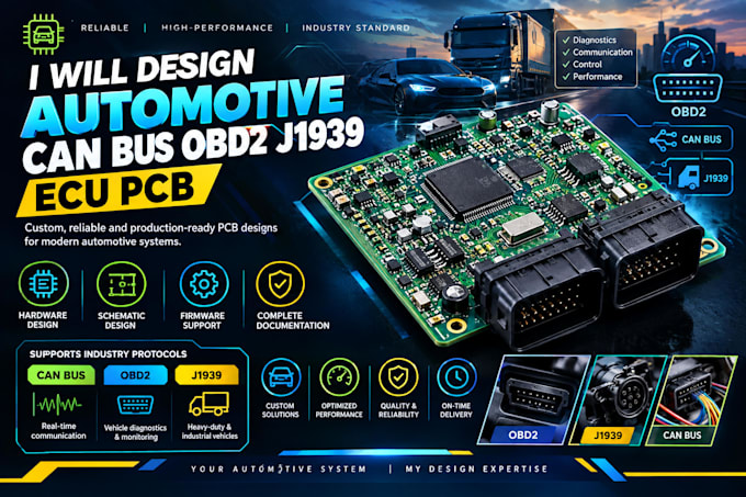 design automotive can bus obd2 j1939 ecu pcb
