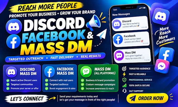 do mass dm, twitter, facebook, telegram, instagram mass dm