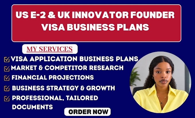 write US and UK innovator founder visa application business plan