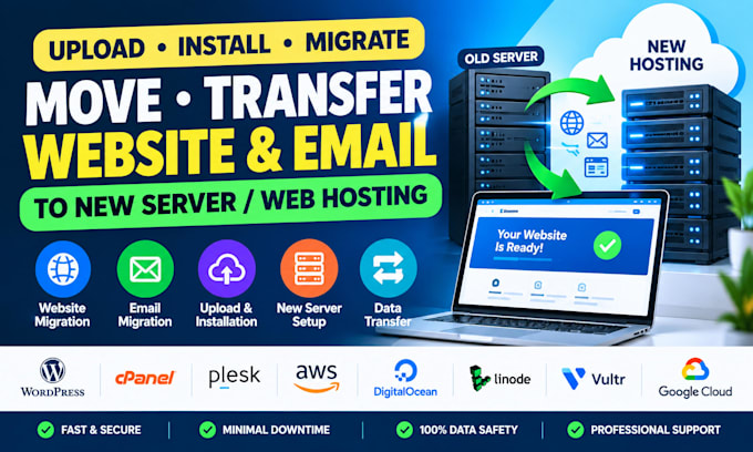 upload install migrate move transfer website email to new server web hosting
