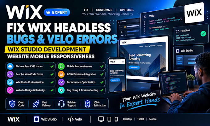 fix wix headless bugs velo errors code wix studio website mobile responsiveness