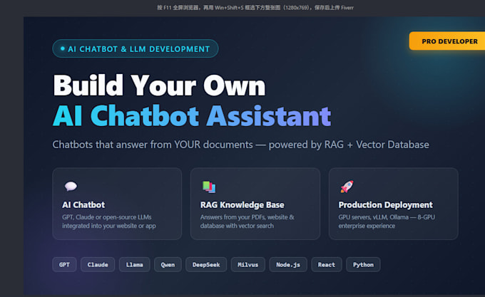 build ai chatbot using llm, rag and vector database