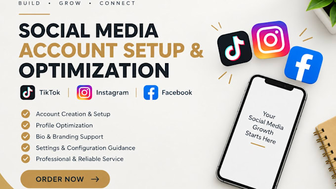 set up optimize your tiktok, instagram, facebook profiles