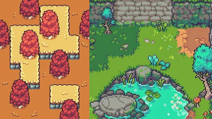 create art top down tilesets 8bit 16bit pixel top down game pixel environment