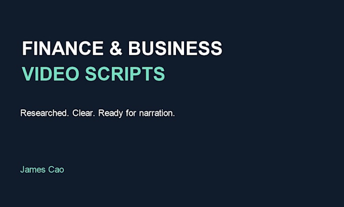 write a researched finance or business youtube script