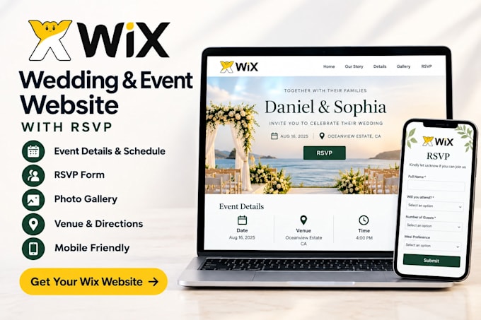 design wix event planner wedding event planning website with rsvp