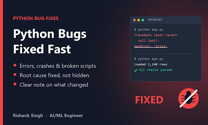 fix python bugs, errors and broken scripts quickly