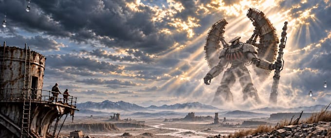 create cinematic ai concept art and sci fi environments