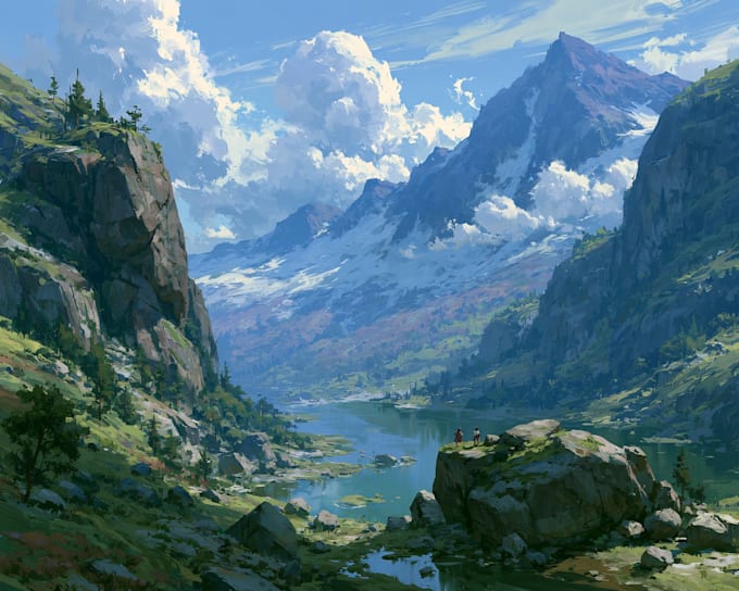 illustrate beautiful flat landscape illustration art