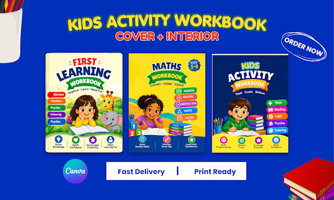 design canva kids workbook children workbook and educational workbook for kdp