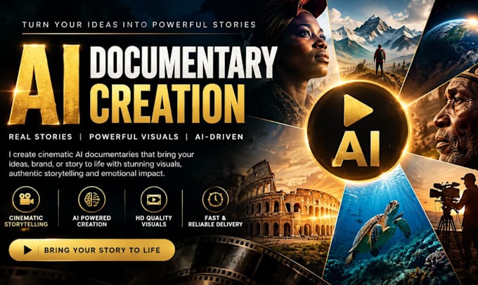 create ai documentary,ai animation ai video editing,ai generated short ads