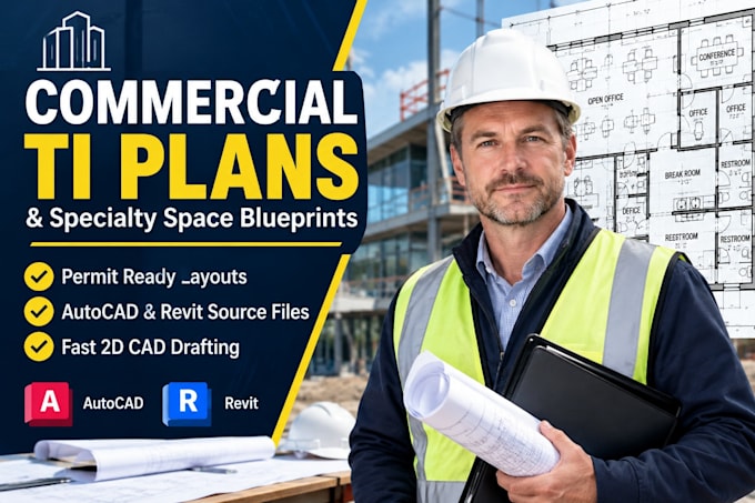 draft commercial tenant improvement plans and specialty space blueprints