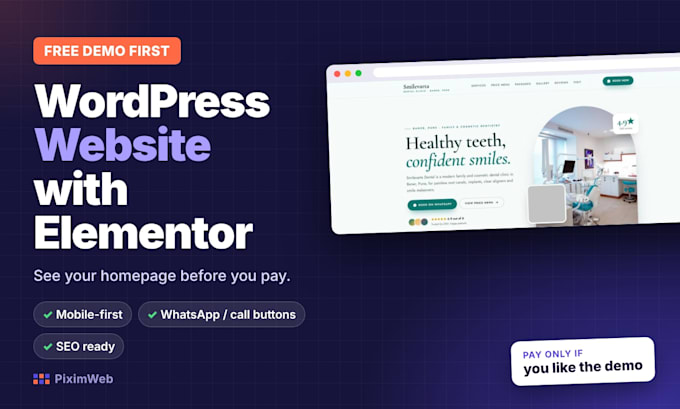 build a wordpress website with elementor, free demo first