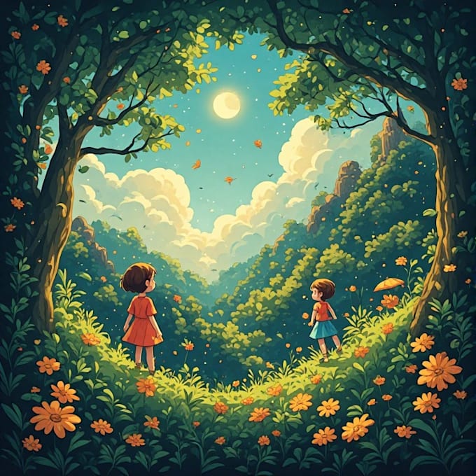 drew paint colourful children book illustrations