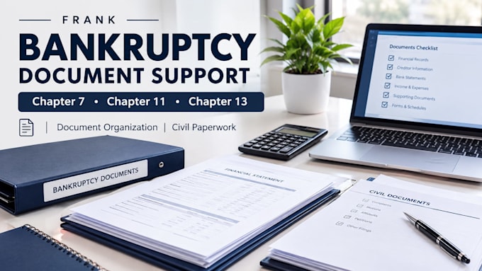 organize chapter 7, 11, 13 bankruptcy court ready documents forms civil support