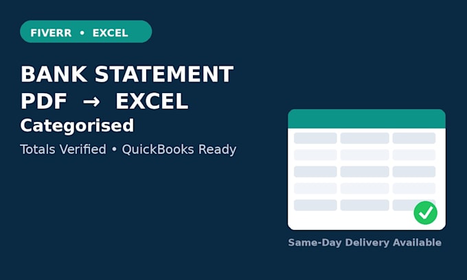 convert bank statement PDF to excel or CSV, categorised and verified