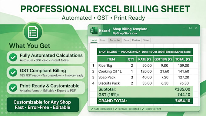 create professional excel billing sheet attendance sheet