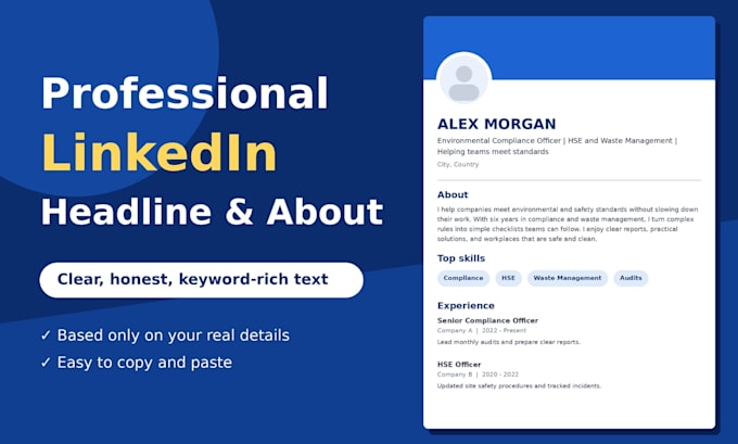 write your linkedin headline and about section
