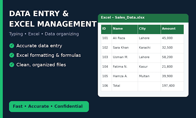 do data entry excel data management