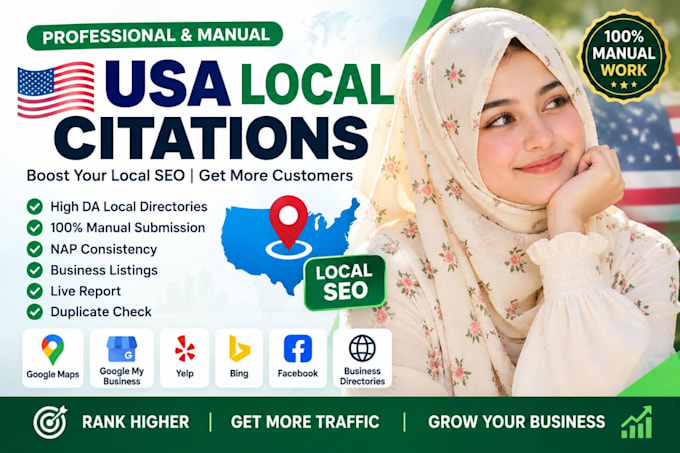 build 300 USA local citations for local SEO