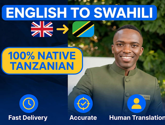 translate english to swahili native tanzanian fast