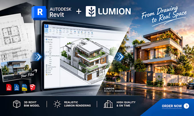 create 3d revit bim model and lumion rendering