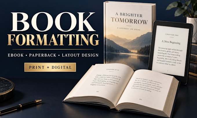 book formatting, ebook formatting, paperback formatting and layout design