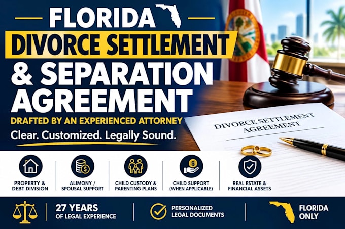 draft your florida divorce settlement and separation agreement