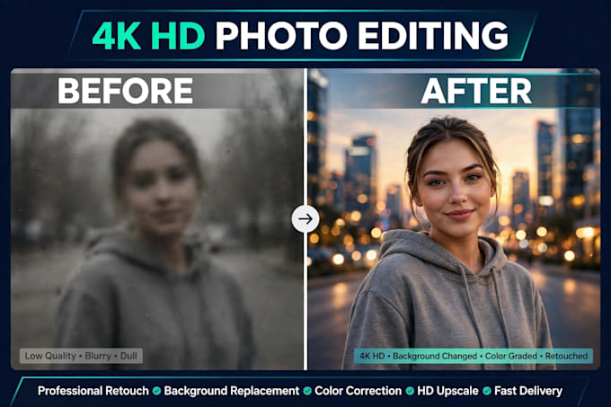 do 4k HD photo editing and background change