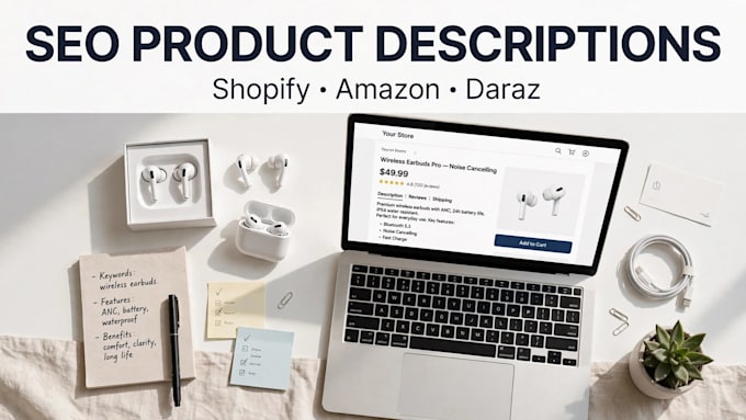 write SEO product descriptions for shopify, amazon, daraz