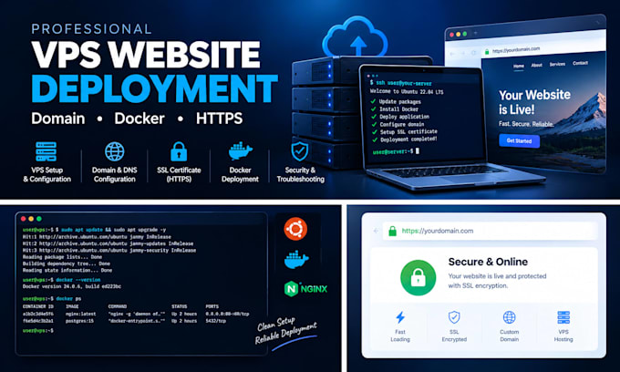 deploy your website or web app on a vps with domain and SSL