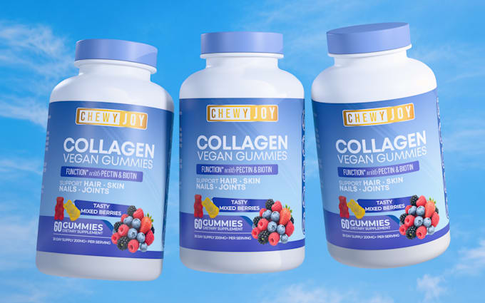 design supplement labels and 3d product mockups