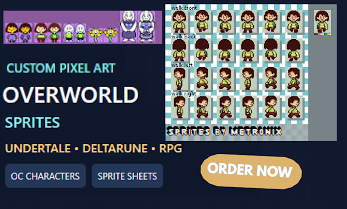 create overworld pixel sprites for your rpg, undertale and deltarune au