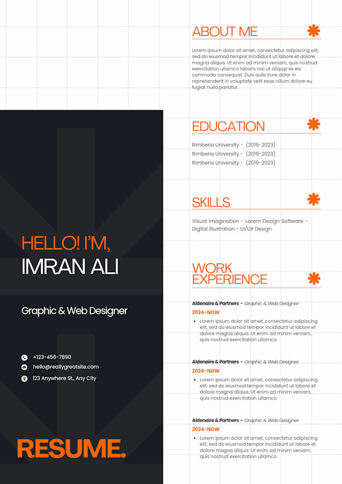 design a professional CV, resume