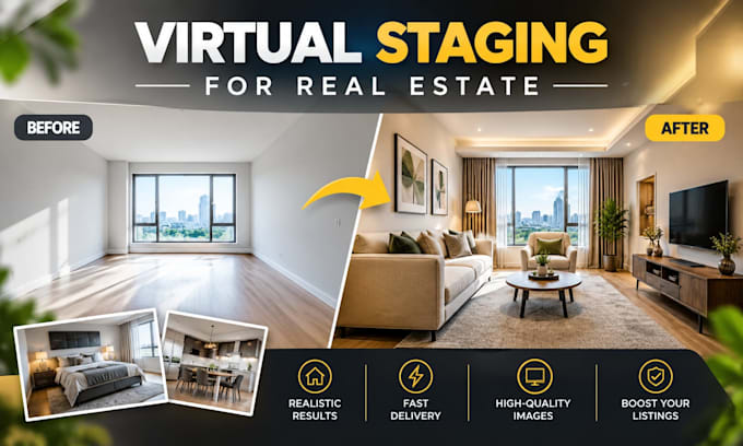 do virtual staging for real estate empty rooms