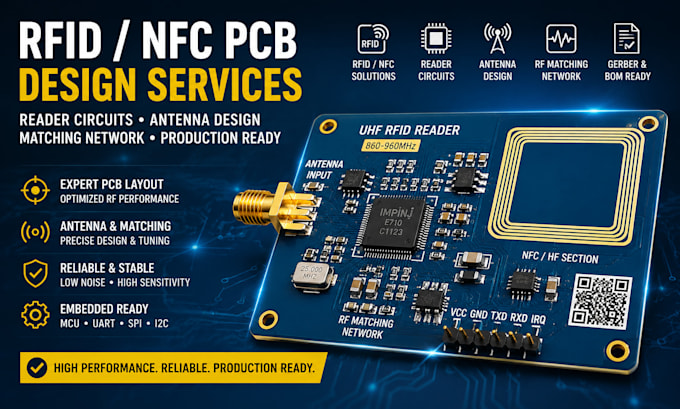 design rfid nfc reader pcb, antenna and rf matching network