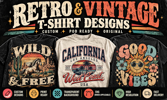 create retro vintage t shirt designs