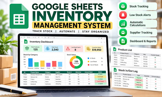 build google sheets inventory management system and stock tracker