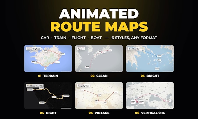 create an animated travel route map for your vlog or video